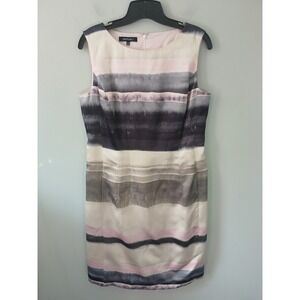 Lafayette 148 Women's‎ Size 10 Evelyn Striped 100% Silk Dress Mini Lined Pink